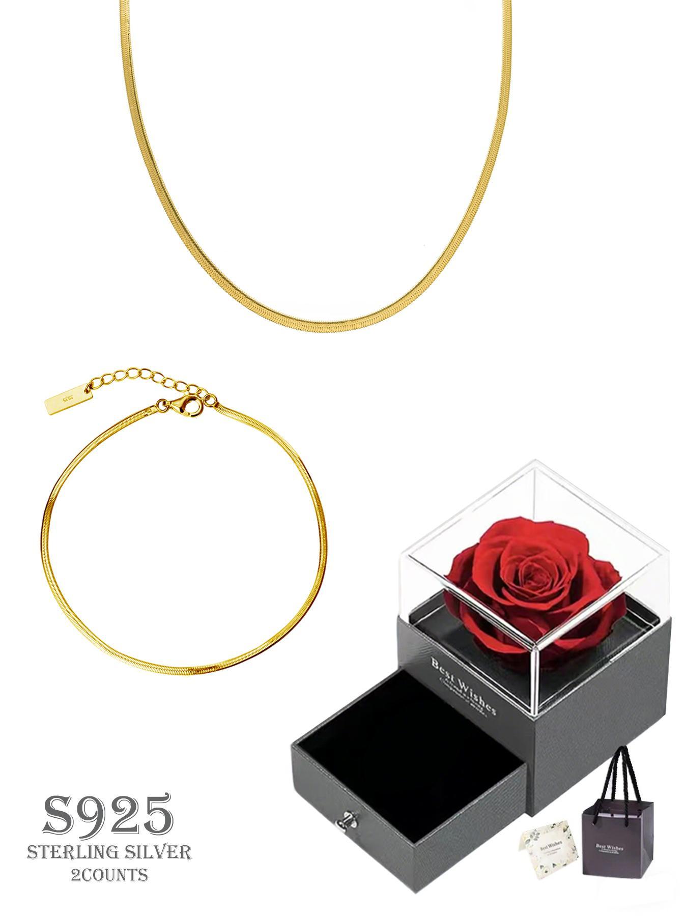 925 Sterling Silver Simple Chain Design Anklet, Ankle Bracelets & Necklace, Valentine's Day Gifts, Fashionable Jewelry for Women & Girls, Trendy All-match & Exquisite Jewelry for Birthday Gift