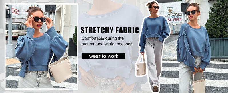 Womens Casual Sweatshirt Long Sleeve Tops Crewneck Loose Fit Tee Pullover Crop Tshirt Side Slit Fall Fashion 2025