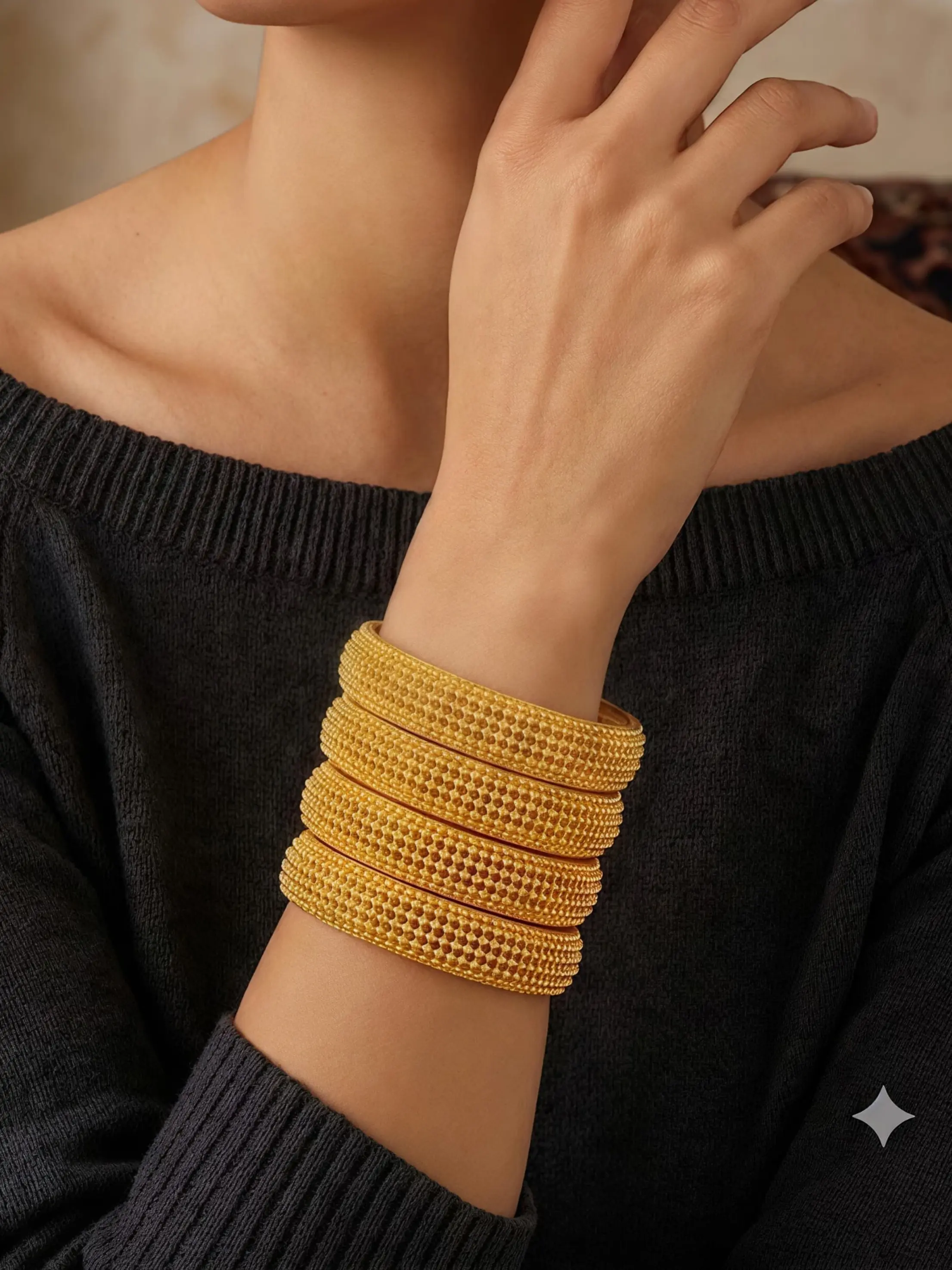 4 Pcs Dubai Women's Bangle Bracelets, Link Bracelet Set, Solid Pattern, Elegant Style, Perfect for Daily Wear, Weddings, Parties, Banquets