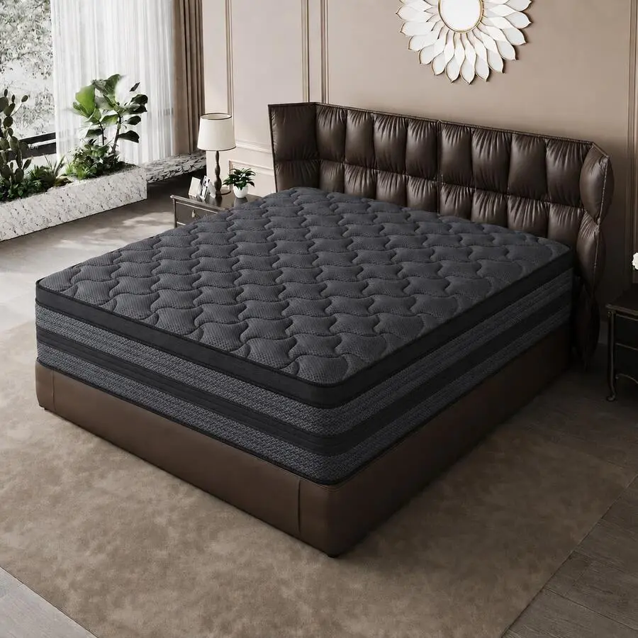 10"/12"/14" Hybrid Pocket Spring Mattress‑in‑a‑Box, Medium Firm, Breathable Cotton Layer, Motion Isolation & Pressure Relief, Lumbar Support, Available in Twin / Full / Queen / King Sizes
