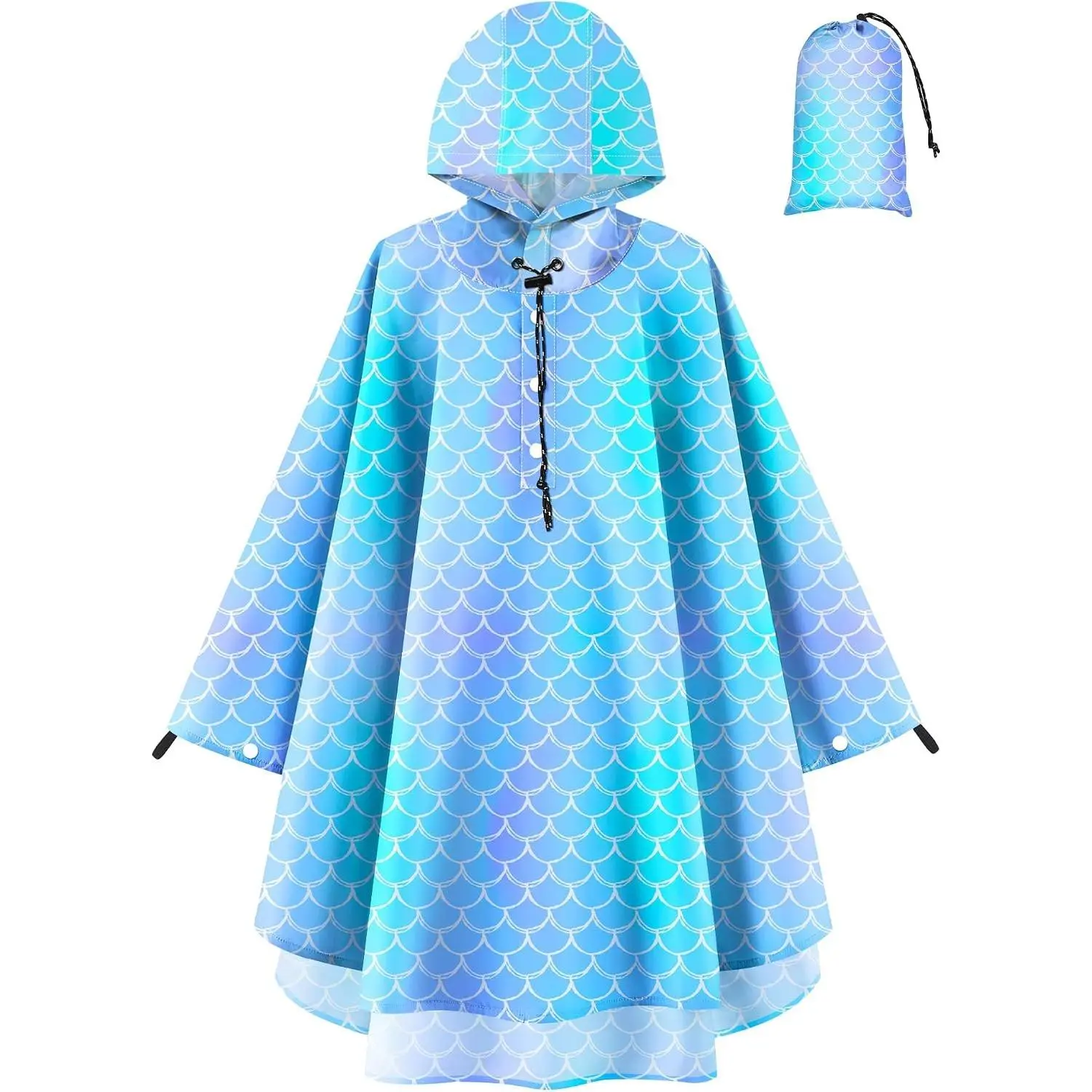 Kids Hooded Rain Poncho Reusable Waterproof Lightweight Raincoat for Boys and GirlsGift