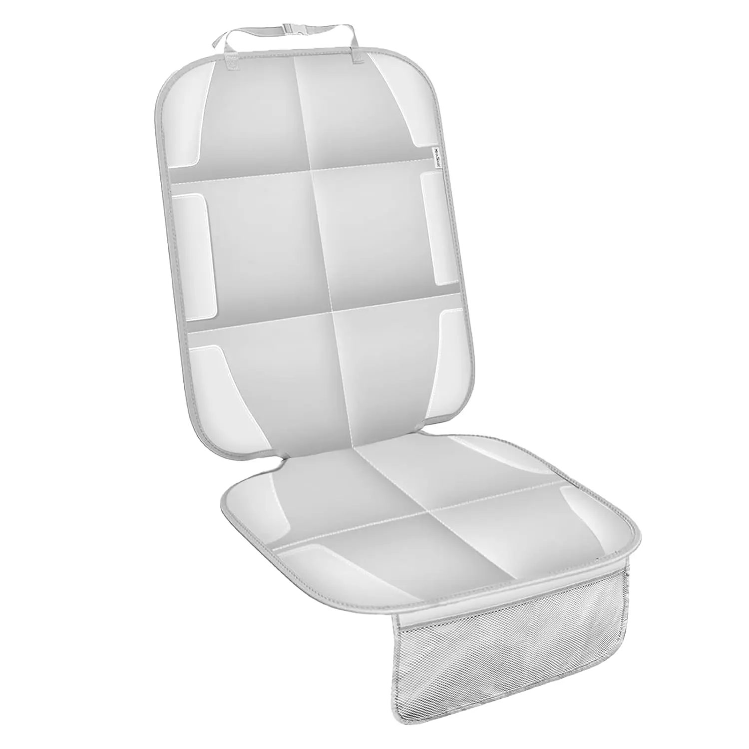 Child Car Seat Protector - 1-Piece Light Gray Durable 600D Fabric Cover with Waterproof Layer, Thick Pad, Non-Slip Backing, No Imprints (Fits Child Seats), Child Seat, One-Piece