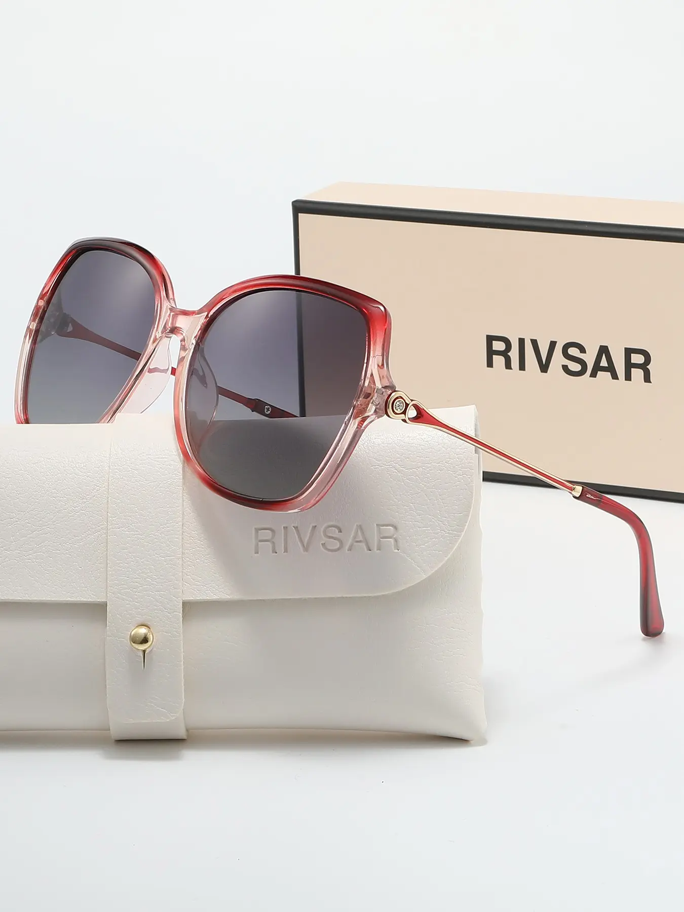 Rivsar Vintage Fashion Women's Large Frame Polarized Sunglasses, Ideal for Daily Wear, Back-To-School, Summer Travel, Outdoor Activities, Gift Idea