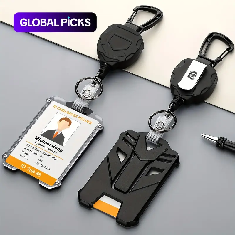 Retractable Heavy-Duty Badge Reel, 1/10 Sets Keychain Badge Reels with ID Card Holder, Portable Hard Plastic ID Holder for Students and Workers #TOP PICKS