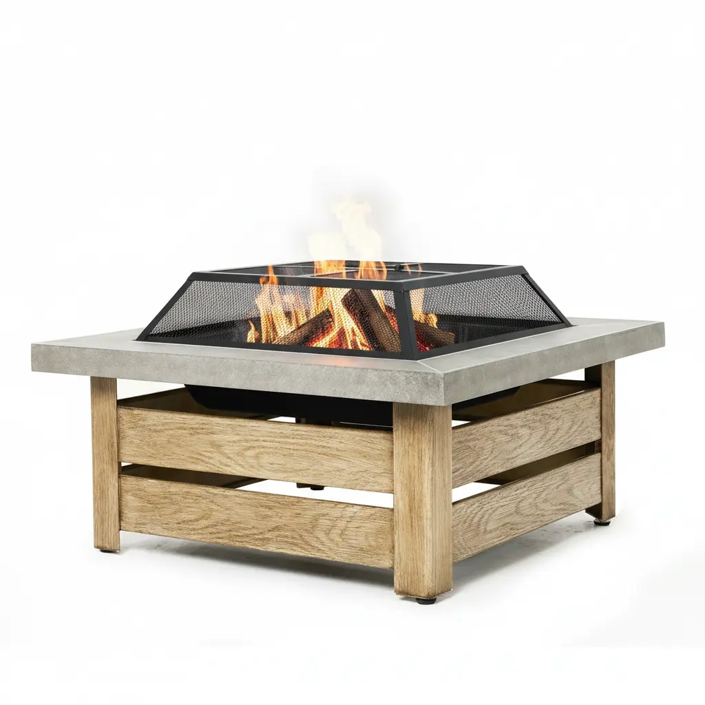 34" Diameter Steel Wood-Burning Fire Pit - Outdoor Fireplace with Cross Weave Pattern, Geometric Cutout, Airflow Drilled, Easy Assembly, Durable Construction for Outdoor Gatherings, Floor Mount