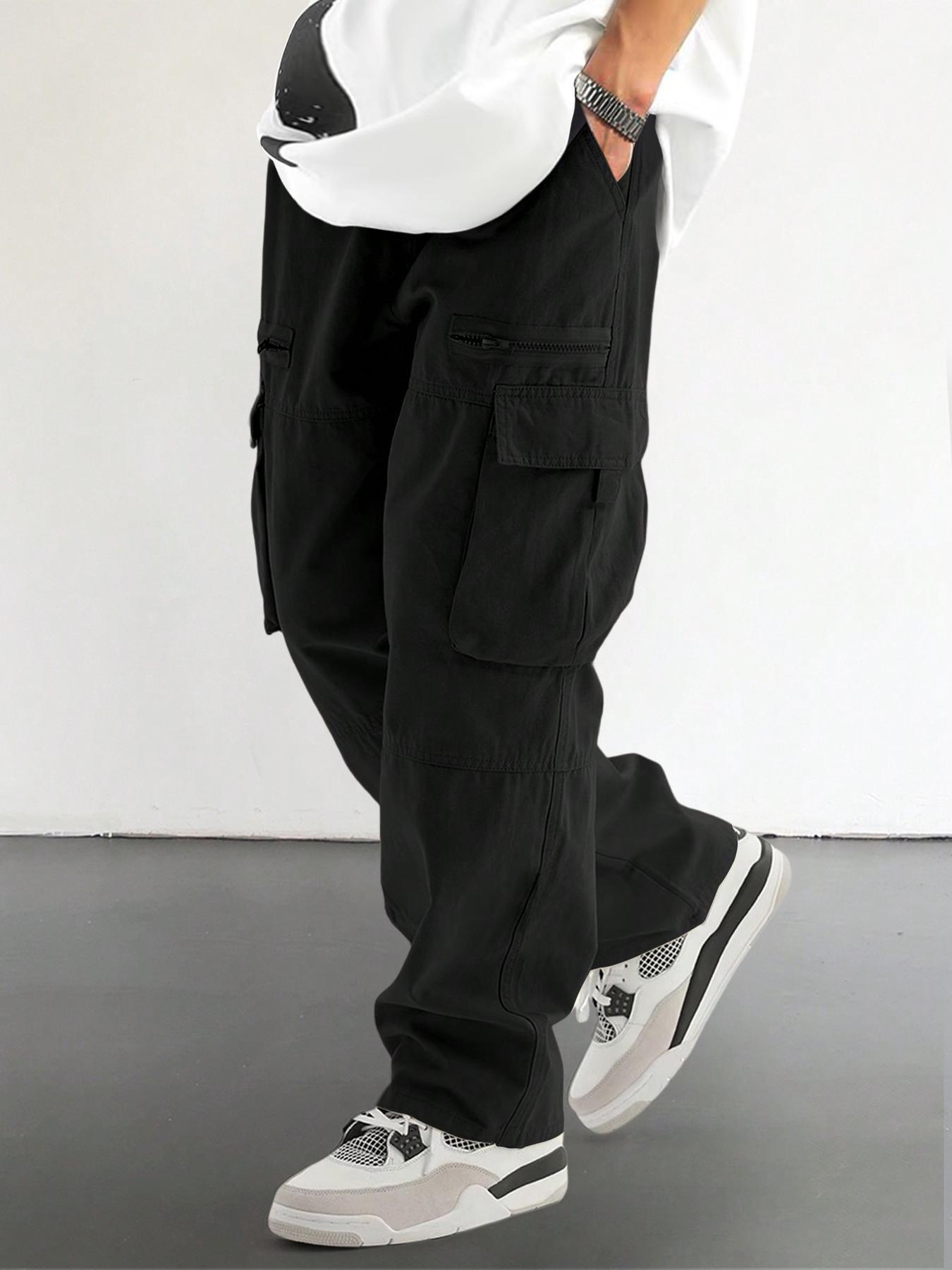 Men's Loose Solid Pocket Drawstring Waist Cargo Pants, Unisex Casual Comfy Zipper Cargo Pants for Daily Outdoor Wear, Women Woven Bottoms for All Seasons Adjustable Waist Pants, Casual Cargo Style Men's Loose Solid Pocket Drawstring Waist Cargo Pants, Unisex Casual Comfy Zipper Cargo Pants for Daily Outdoor Wear, Women Woven Bottoms for All Seasons Adjustable Waist Pants, Casual Cargo Style