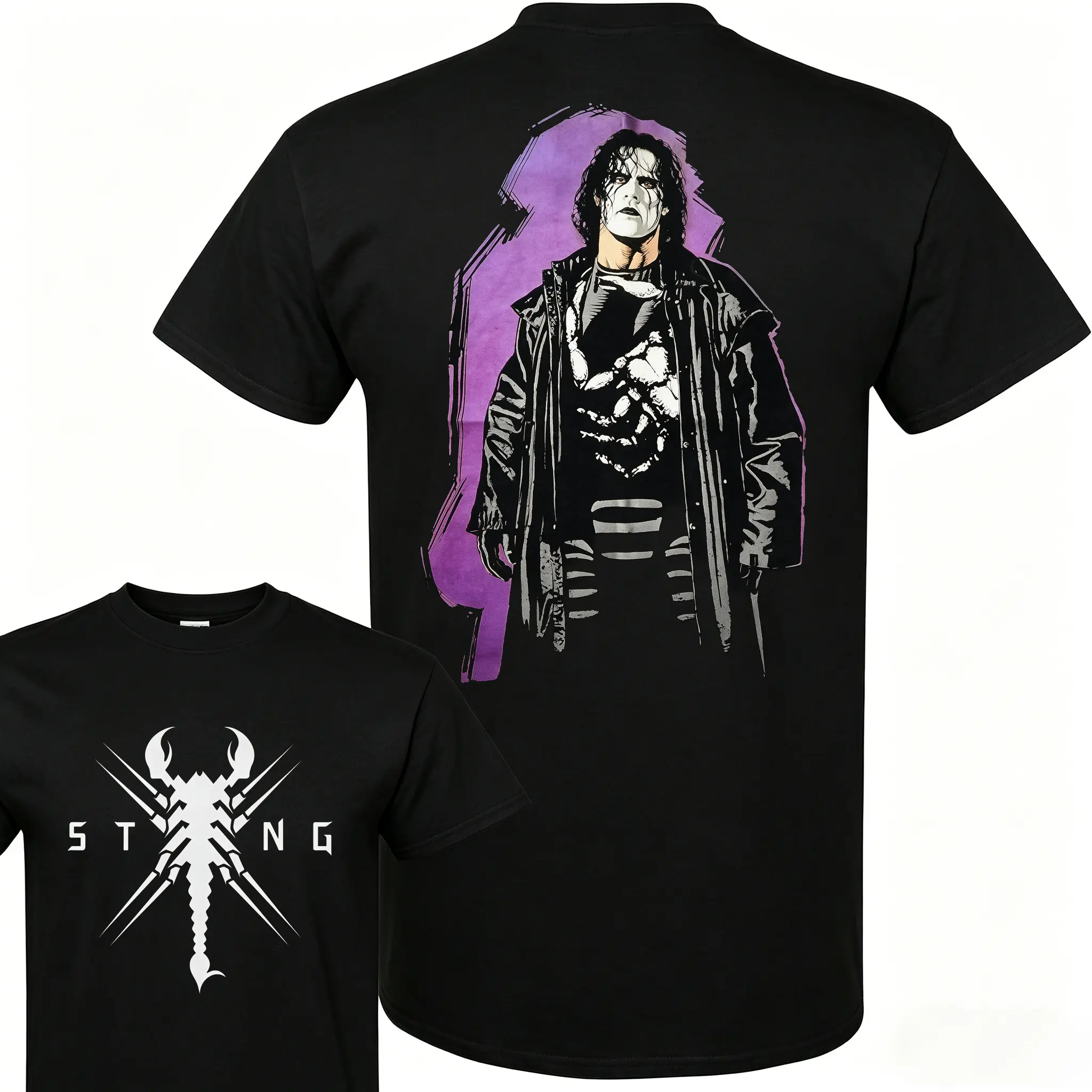 Men's Short-Sleeve Round Neck WWE Sting T-Shirt - Vintage Iconic Wrestling Graphic, Stylish Casual Basic Cotton Tops, Pure Cotton Fabric, Classic Fan Menswear