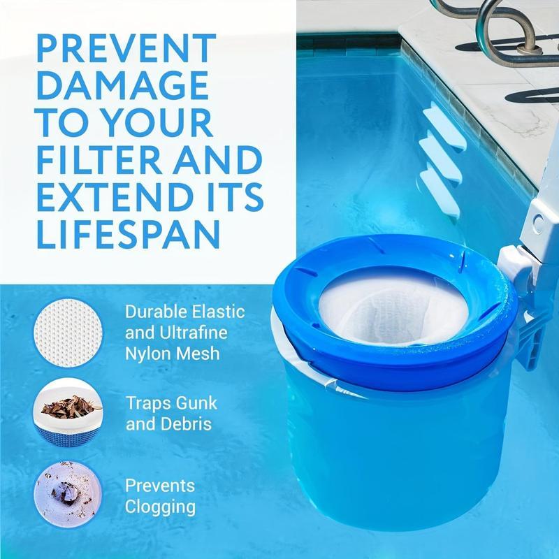 Synthetic Fine Mesh Filter Net Sleeves - Universal Fit for Skimmer Baskets, Skimmer Basket Cleaner for Pool Owners, Essential Summer Pool Supplies