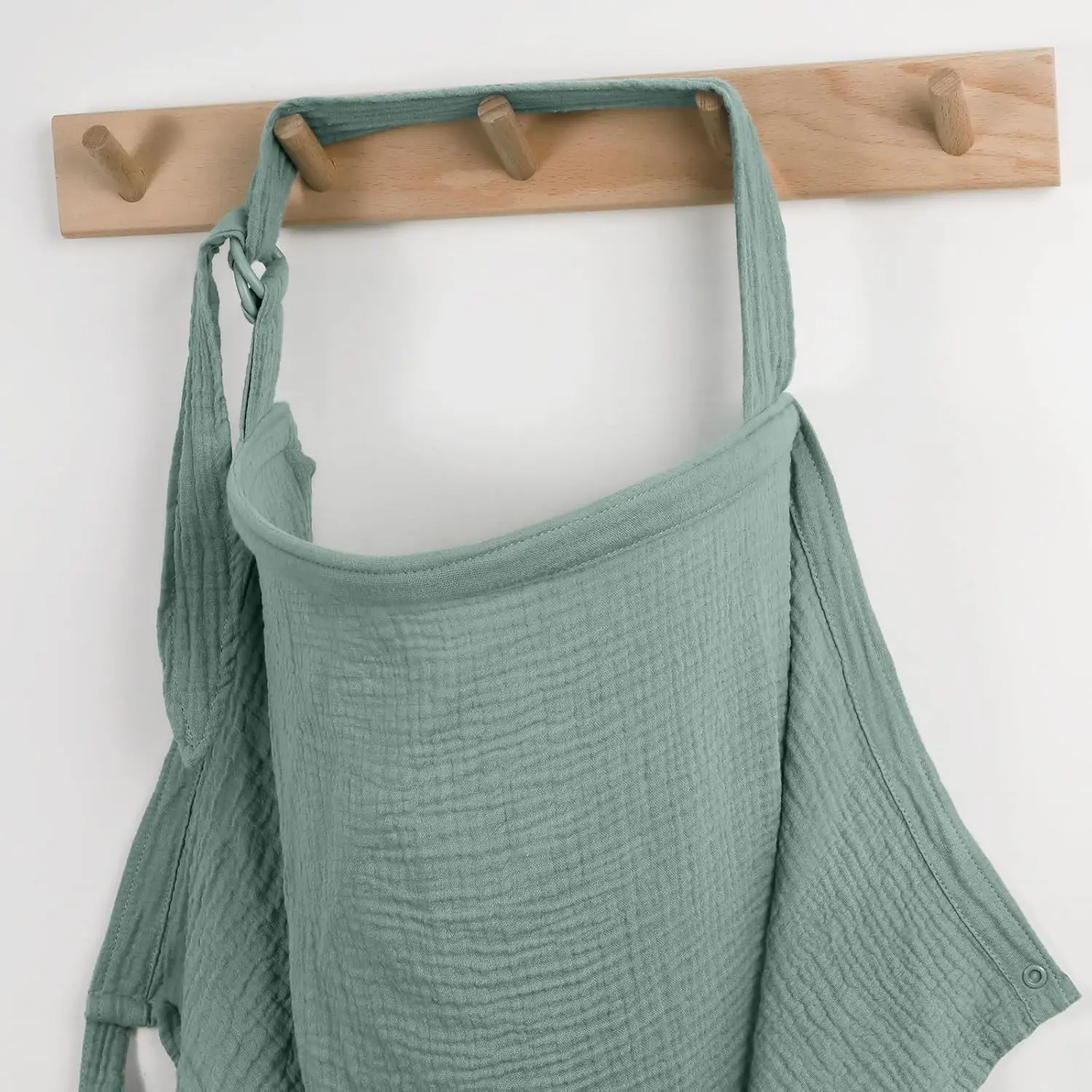 Muslin Nursing Cover for Breastfeeding, Breathable Breastfeeding Cover up with Arch Neckline for Women, Nursing Apron (Roman Green)