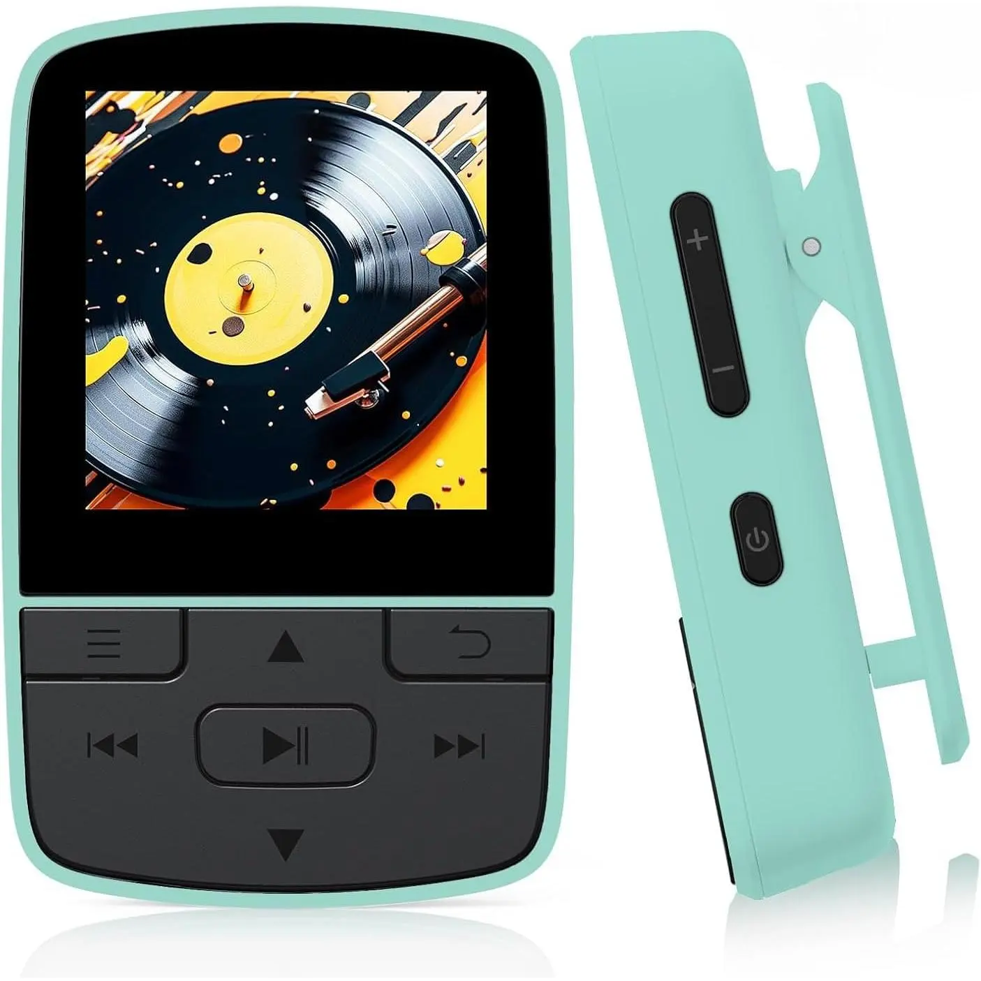 MP3 Player with Bluetooth 5.2, Expandable to 64GB, HiFi-Music, with Sports Clip, Earphones Included, Green(No Built-in Storage No TF Card Included – Insert Card to Use)
