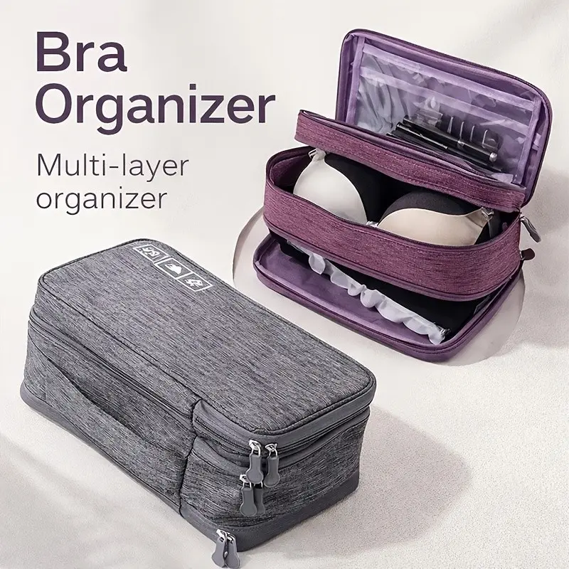 Portable Travel Underwear Storage Bag, Foldable Zippered Organizer for Bras, Socks, Lingerie, Compact Suitcase Pack, Durable Travel Fabric