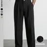 Men's Classic Old Money Solid Color Suit Pants, Elastic Waist Wide Straight Leg Pleated Business Office Pants for Summer, Fall and Spring, Suitable for Work, Daily Life and Formal Occasions