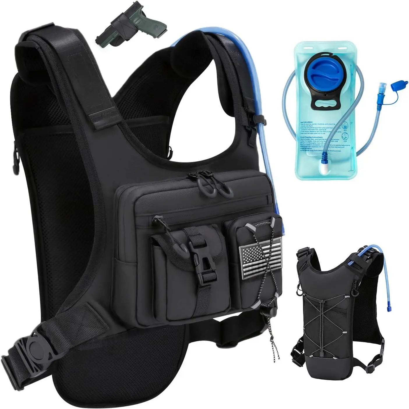 Running Hydration Vest Backpack, Lightweight Chest Pack with 2.0L Water Bladder Bag Daypack for Hiking Running Cycling Race  for Women Men