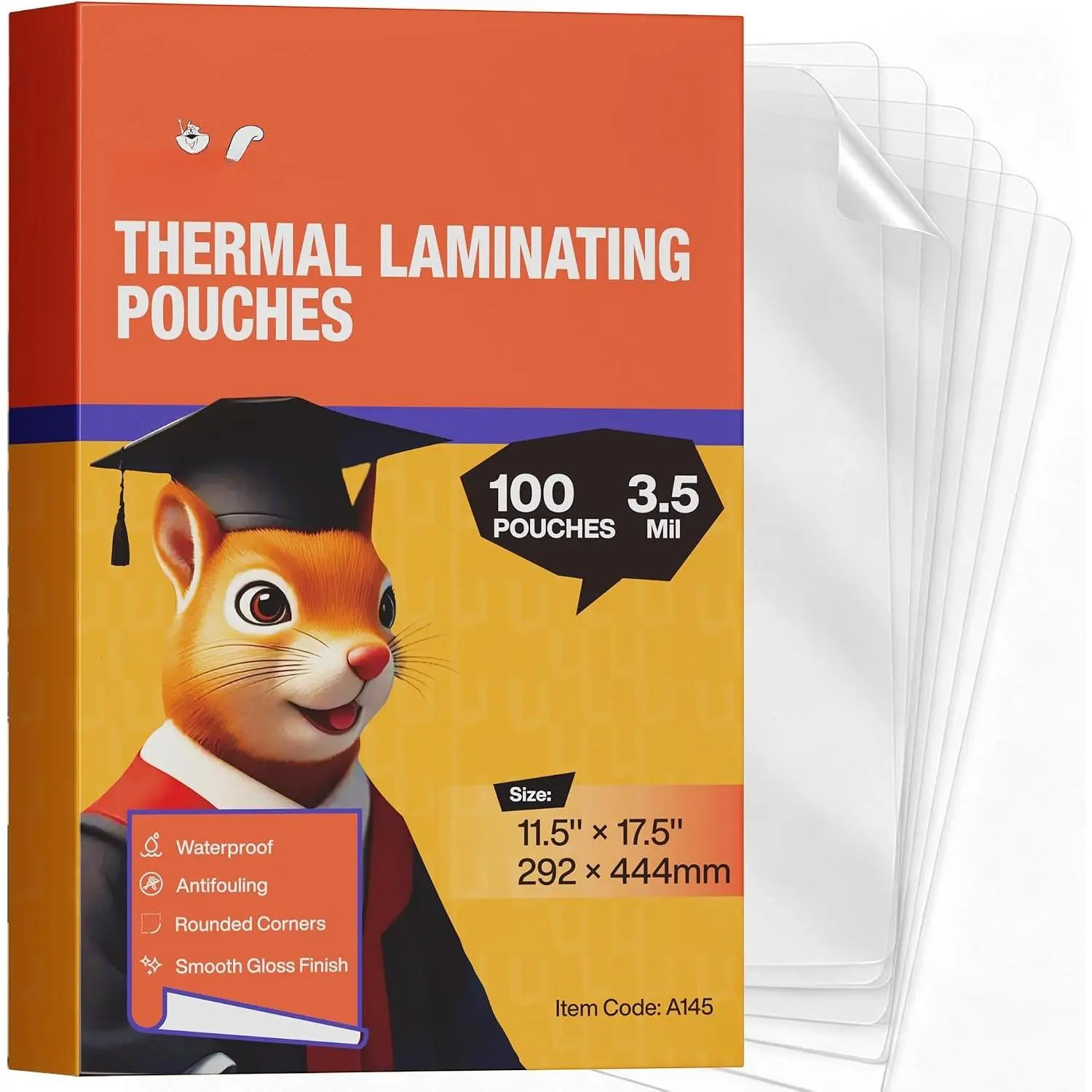3.5mil 100 Pack Thermal Laminating Pouches, Menu Size 11.5"x17.5" |  Clear Bubble-Free Laminating Paper for Restaurant, Cafe, Bistro - Round Corner