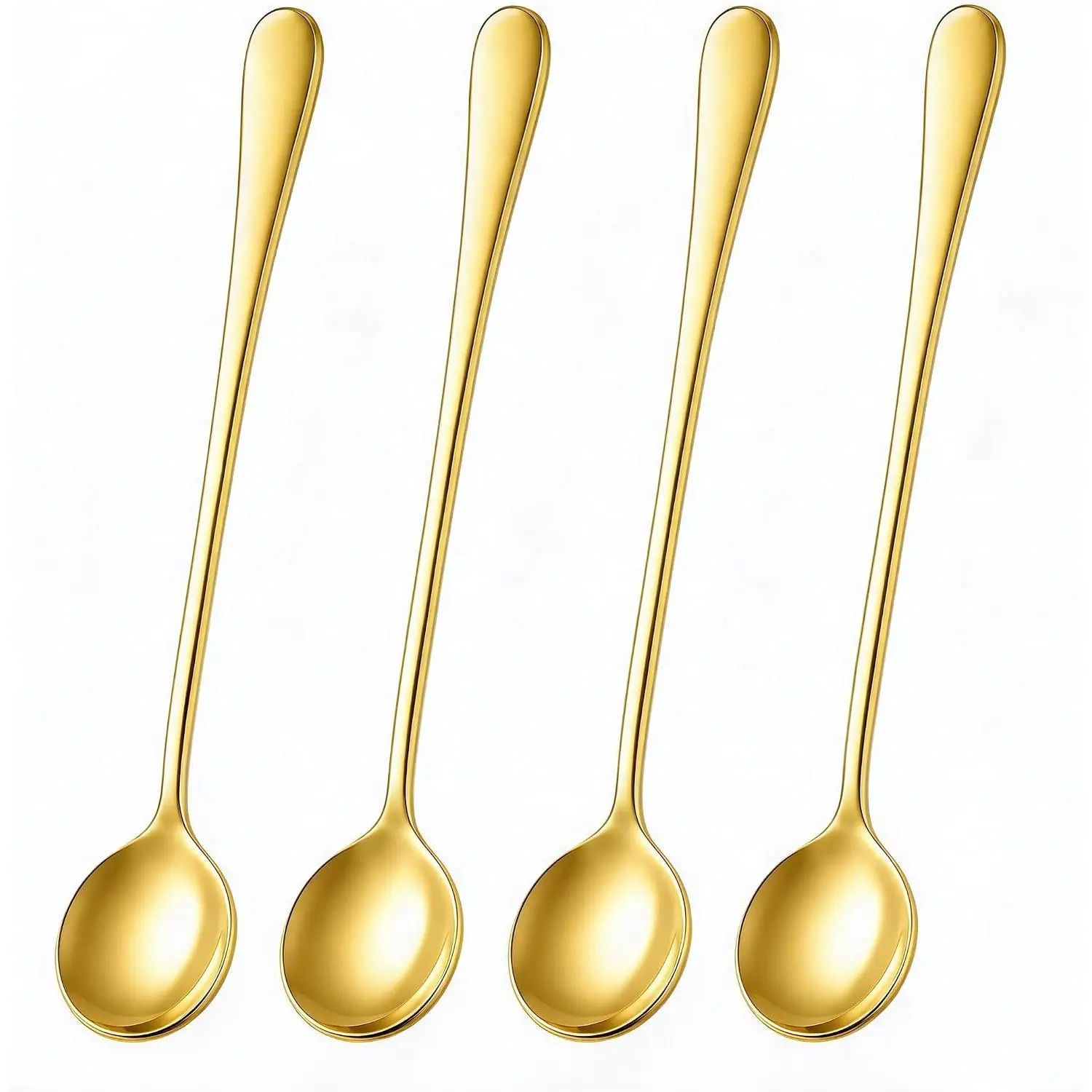 Coffee Spoons Set of 4, 7.28-Inch Long Handle Teaspoons | Stainless Steel Stirring Spoons for Iced , Latte,Espresso and Desserts, Suitable for  Coffee Bars