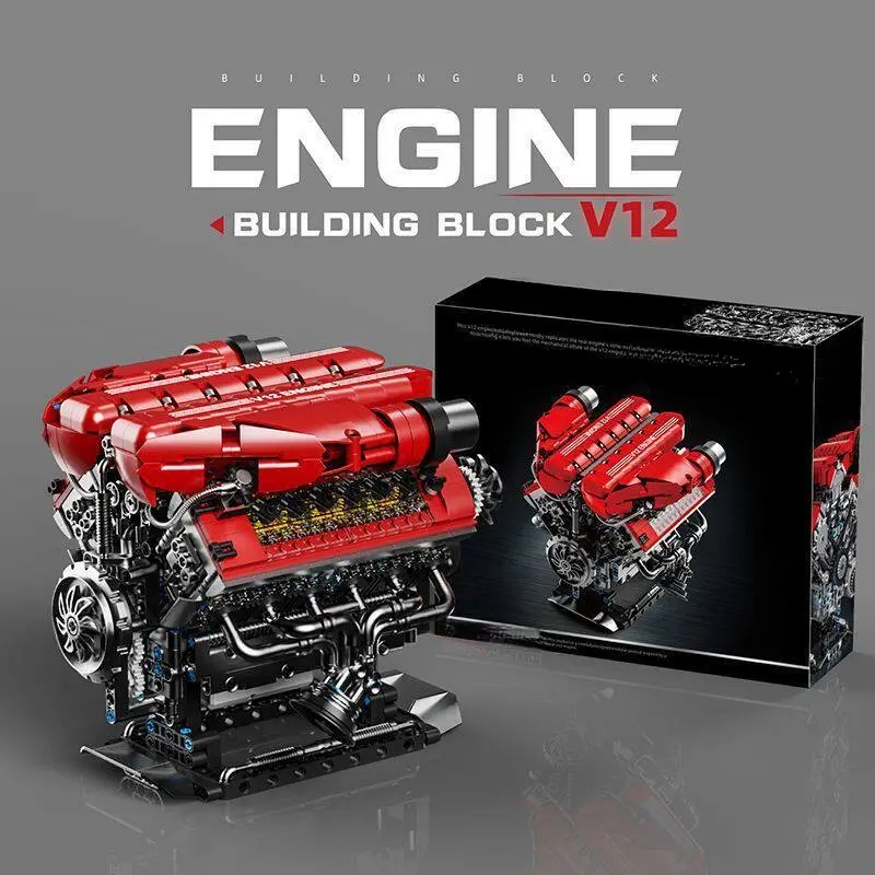 V12 Engine Modular Kit, Building Kit, High-Difficulty Assembly Model, Desktop Collection Piece, Mechanical Build Toy, Gift for Car Enthusiasts