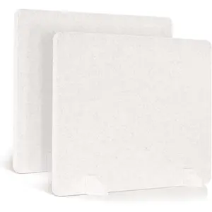 2 Pack Acoustic Desk Dividers - 24" x 20" Freestanding Privacy Panels Set with Noise Reducing Design Cubicle Sound Proof, Ideal for Office, Classroom, and Home (Light Beige)