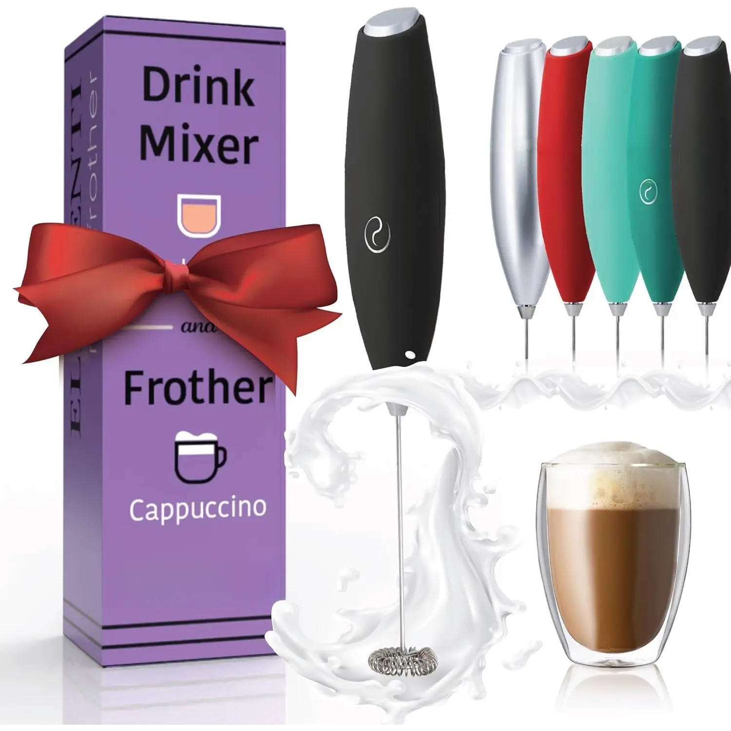 Drink Mixer Handheld - Electric Stirrer and   Mixer Wand, Easy-to-Use Mini Frother Wand for Quick Delicious , Milk Frother and Coffee Stirrers (Black)