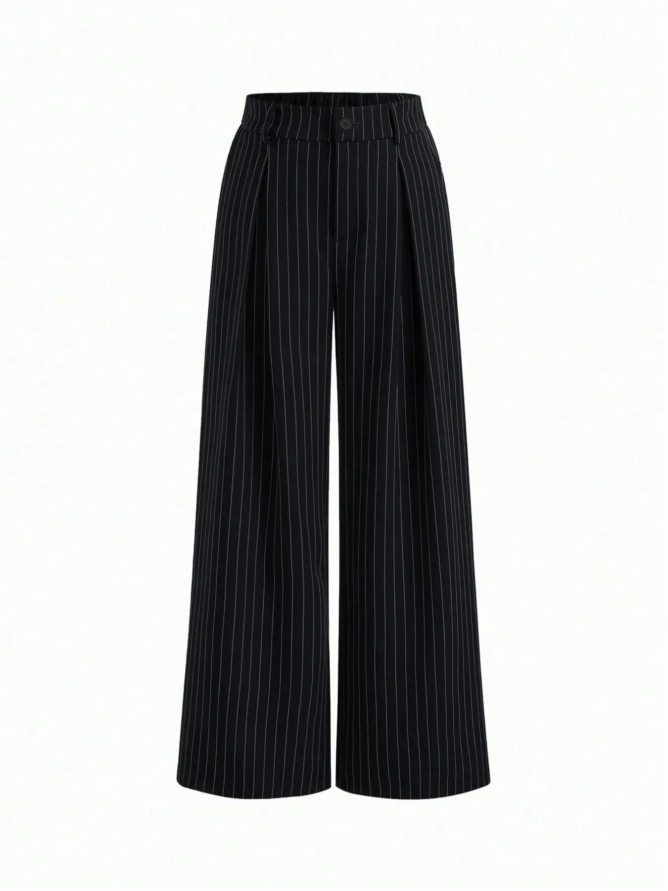 Women's Striped Wide Leg Suit Pants, Casual Chic Straight Leg Long Pants, Slimming Fit Office Wear, Elegant Drop Waist Design, Casual Chic Trousers