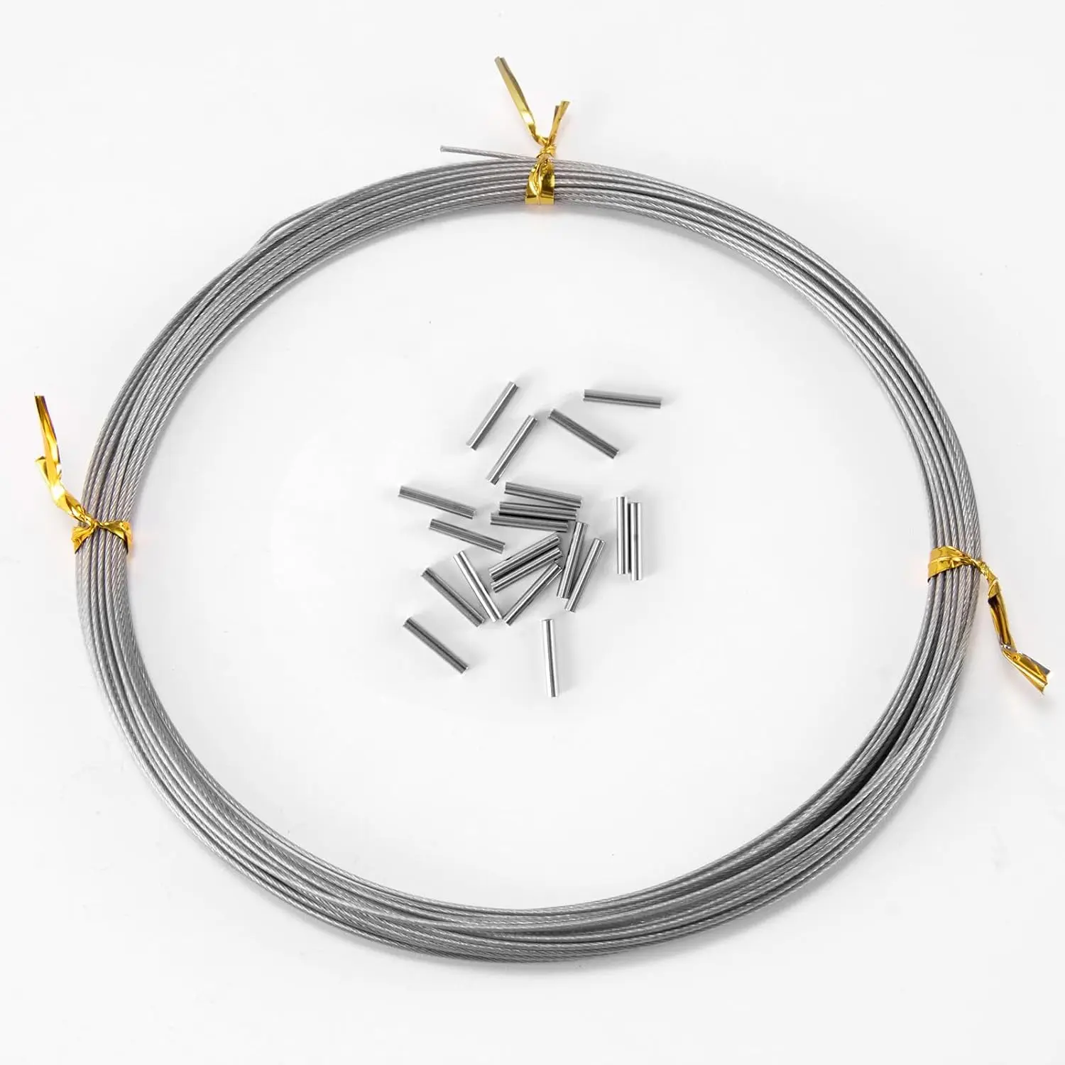32.8ft Fishing Wire Fishing Leader Line with 20 count Crimps Sleeves, Nylon Coated 1x7 Stainless Steel Leader Wire Freshwater Saltwater for Pike, Billfish, Bluefish, Muskie, Wahoo