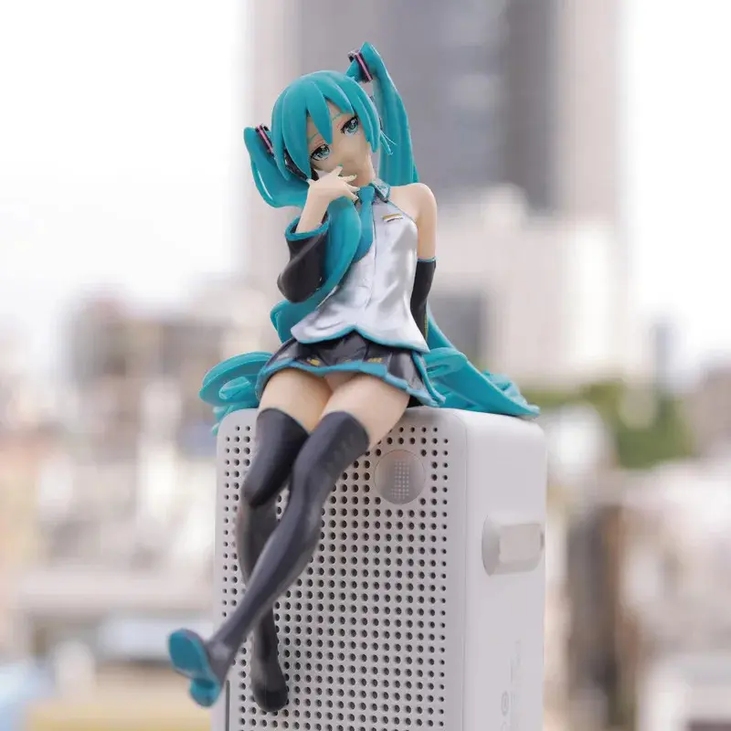 New 14CM Anime Sitting Hatsune Miku Figures kawaii Long Hair Sakura Action Toys Girls PVC Figure Model Girl