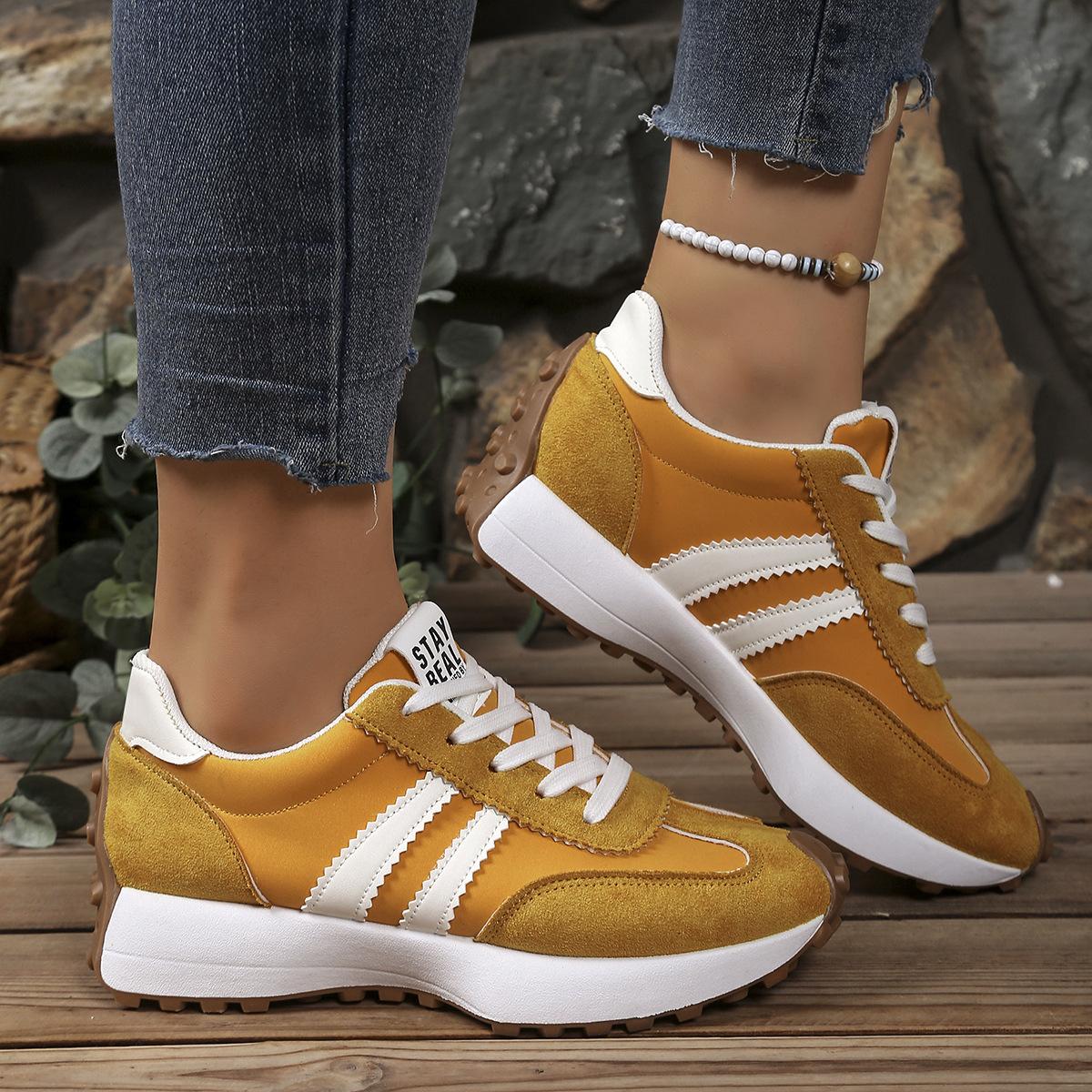 Trendy Women Platform Sneakers Thick Sole Lace Up Shoes for Height Boost Comfortable Lightweight Casual Trainers Ideal for Everyday Use Four Seasons Outdoor and Indoor Wear