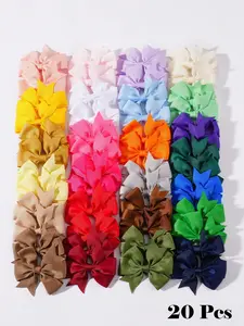 20pcs Random color Princess Girl Bow Hair Clips, Hair Bows, Cute Sweet Baby Hair Accessories Mixed Color Set, Party Gifts For Girls