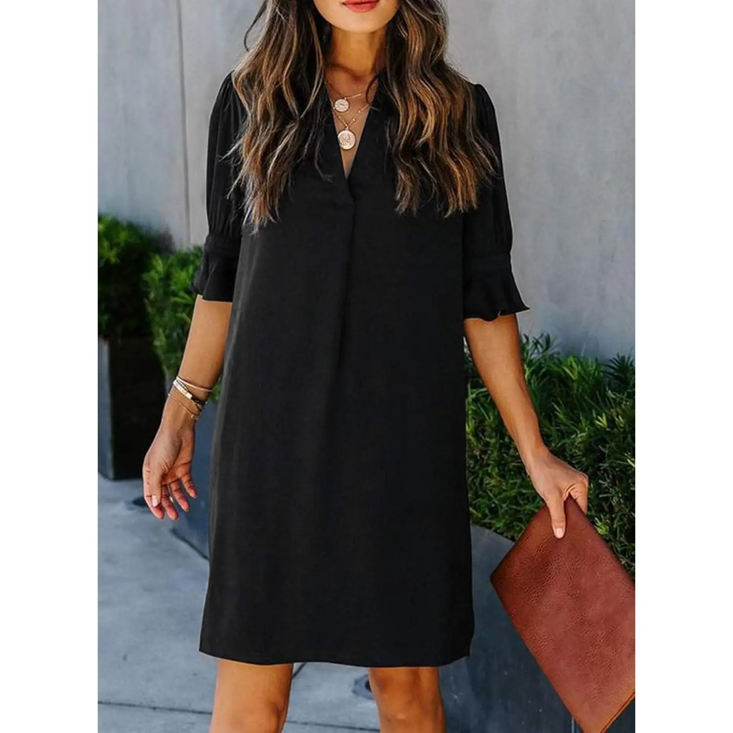 Dresses Ruffled Short Sleeve Dress Casual Shift Dress Summer Dresses for Women Dresses Ruffled Short Sleeve Dress Casual Shift Dress Summer Dresses for Women