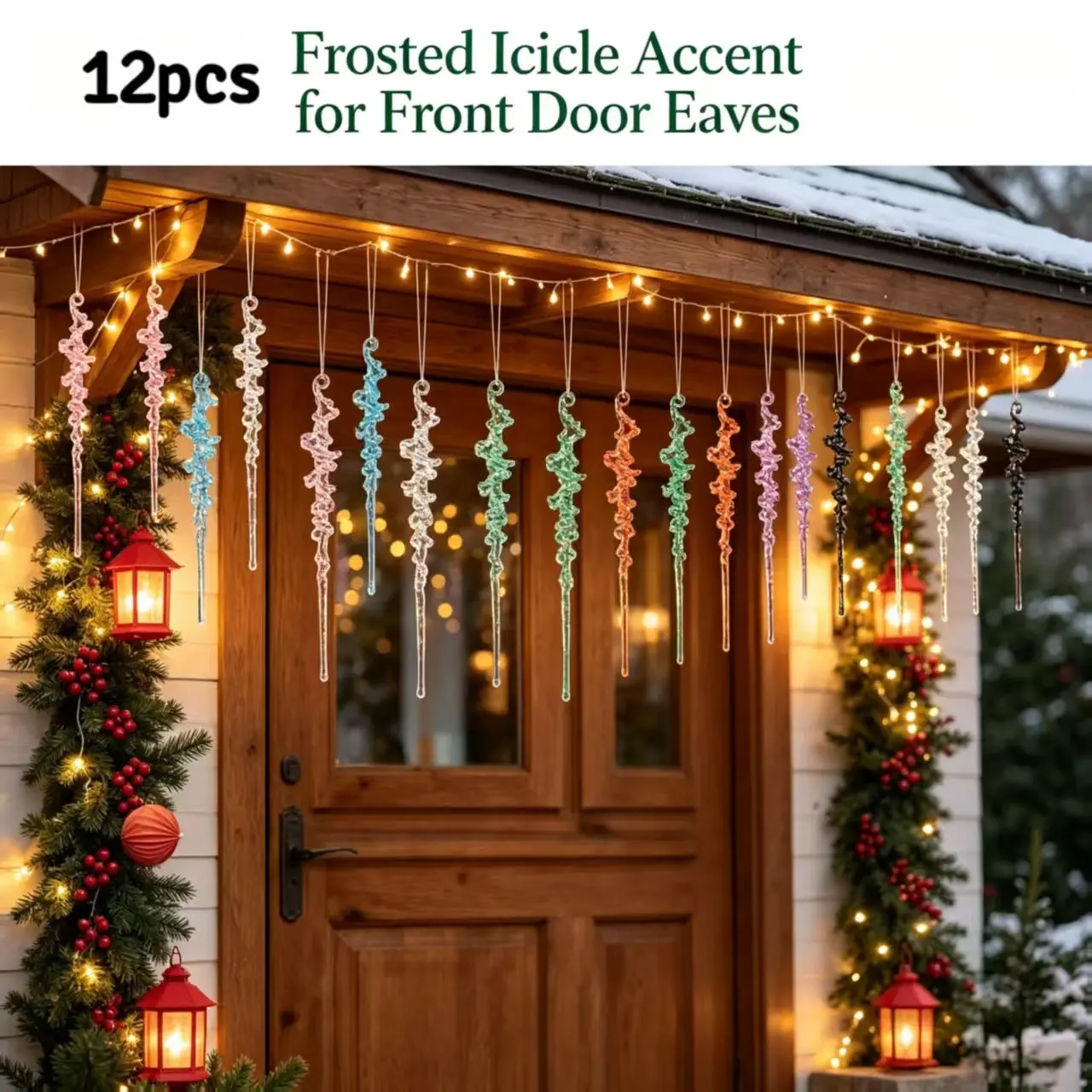 Acrylic Ice Bar Hanging Decor, Realistic Ice Column Christmas Tree Ornament, Festive Atmosphere Decoration Set of 12 Pieces