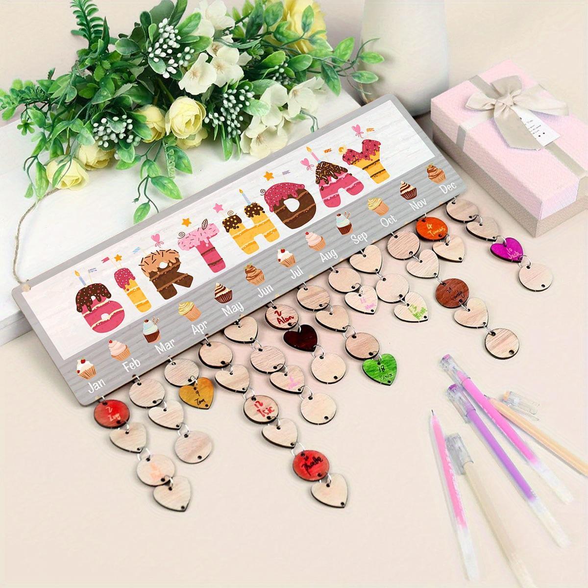 Wooden DIY Hanging Birthday Board, 1 Count Wall Mounted Birthday Anniversary Reminder Sign with 100pcs Wooden Labels, Suitable for Home Living Room, Bedroom Decoration, Ornaments, Modern Wall Decor