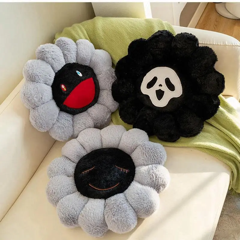 Ghost Sunflower Fluffy Stuffed Cushion - Soft Flower Petal Toy for Girls, Office Chair Pillow, Home Decor Gift, Soft Cushion, Stuffed Toy