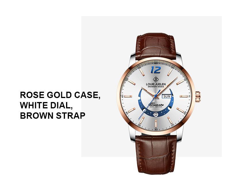 Swiss Luxury Business Chronograph: Genuine Swiss Movement,42mm Alloy Case&Leather Strap,Waterproof Luminous Dial with Calendar,Versatile Style for Work, Social&Leisure