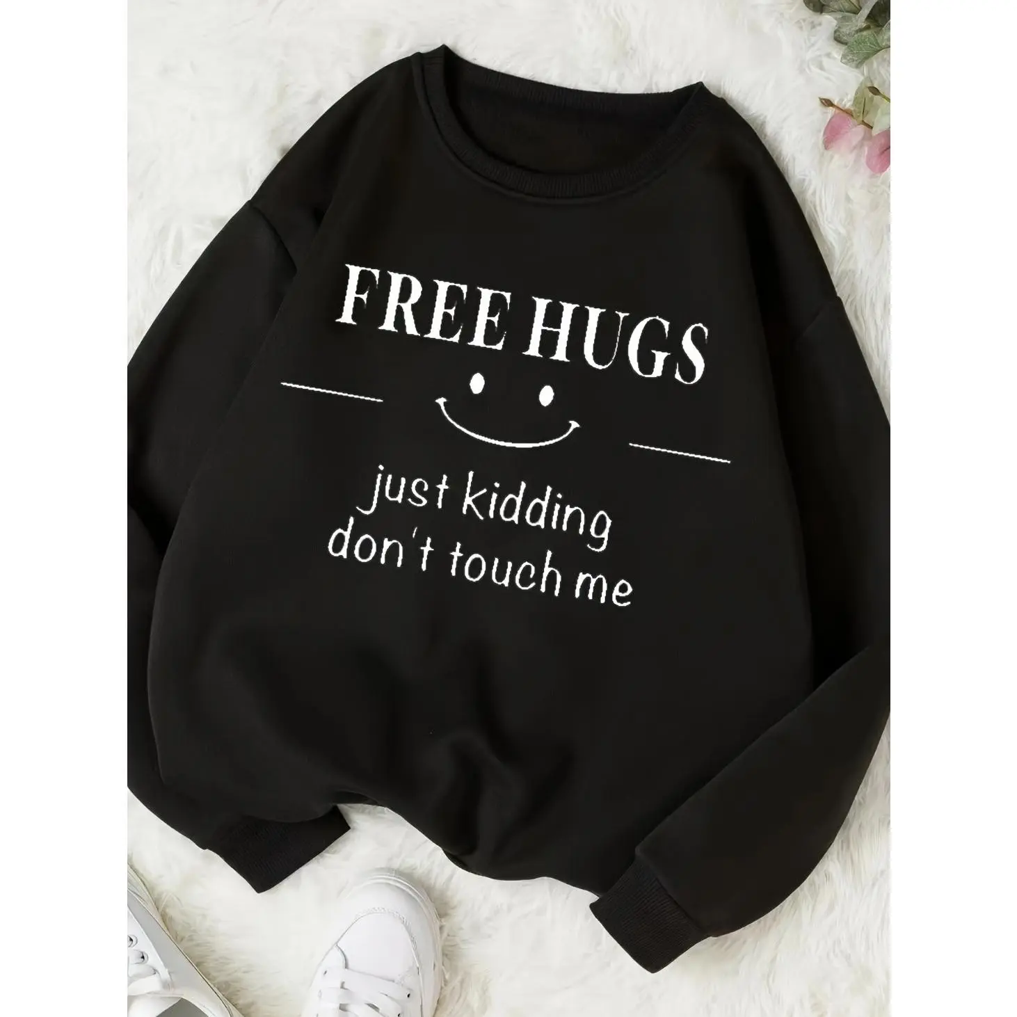 Funny Print American Sweatshirt Women'S Autumn And Winter Loose Couple Trendy Round Neck Pullover Top