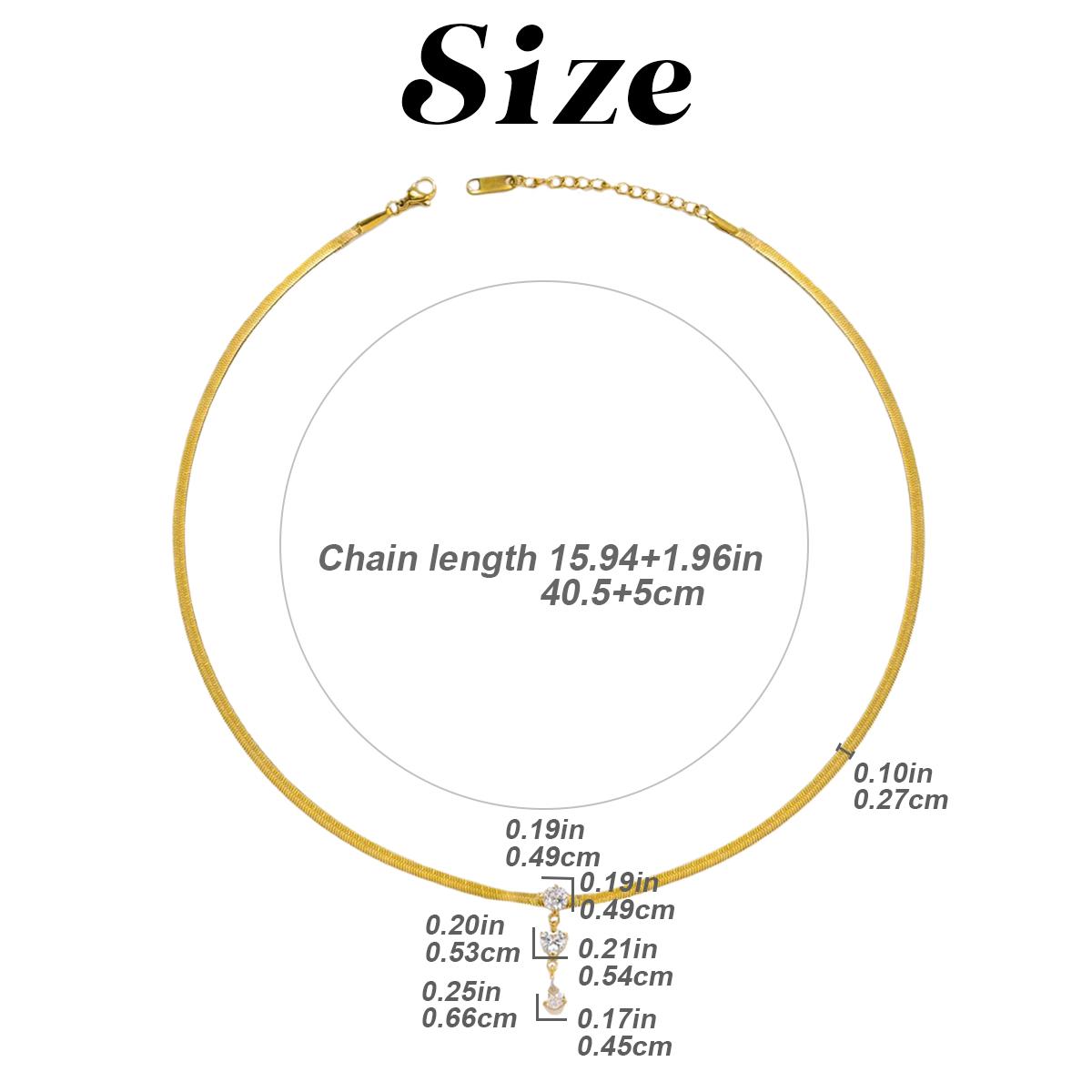 Herringbone Chain Necklace for Women Adjustable Pendant Rhinestone Jewelry Elegant Accessories for Mother's Day Gifts and Anniversary