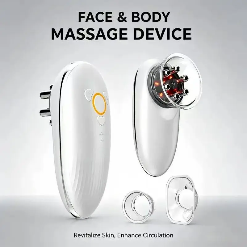 4-In-1 Facial and Body Massager Am-820, Portable Rechargeable Device for Skin Tightening, Wireless Microcurrent and Vibration, Body Sculpting Tool
