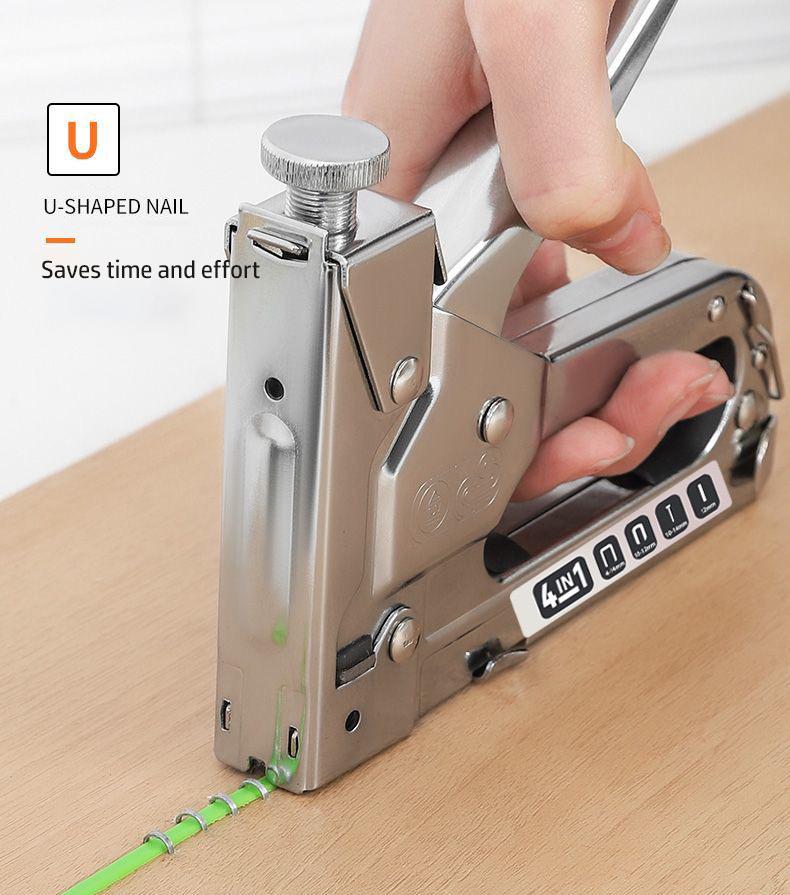 3 in 1 Staple Gun, 1 Count Extra Heavy Duty Staple Gun with 800pcs Staples, Multifunctional Upholstery Stapler for Fixing Material, Decoration, Carpentry, Furniture, Door and Window