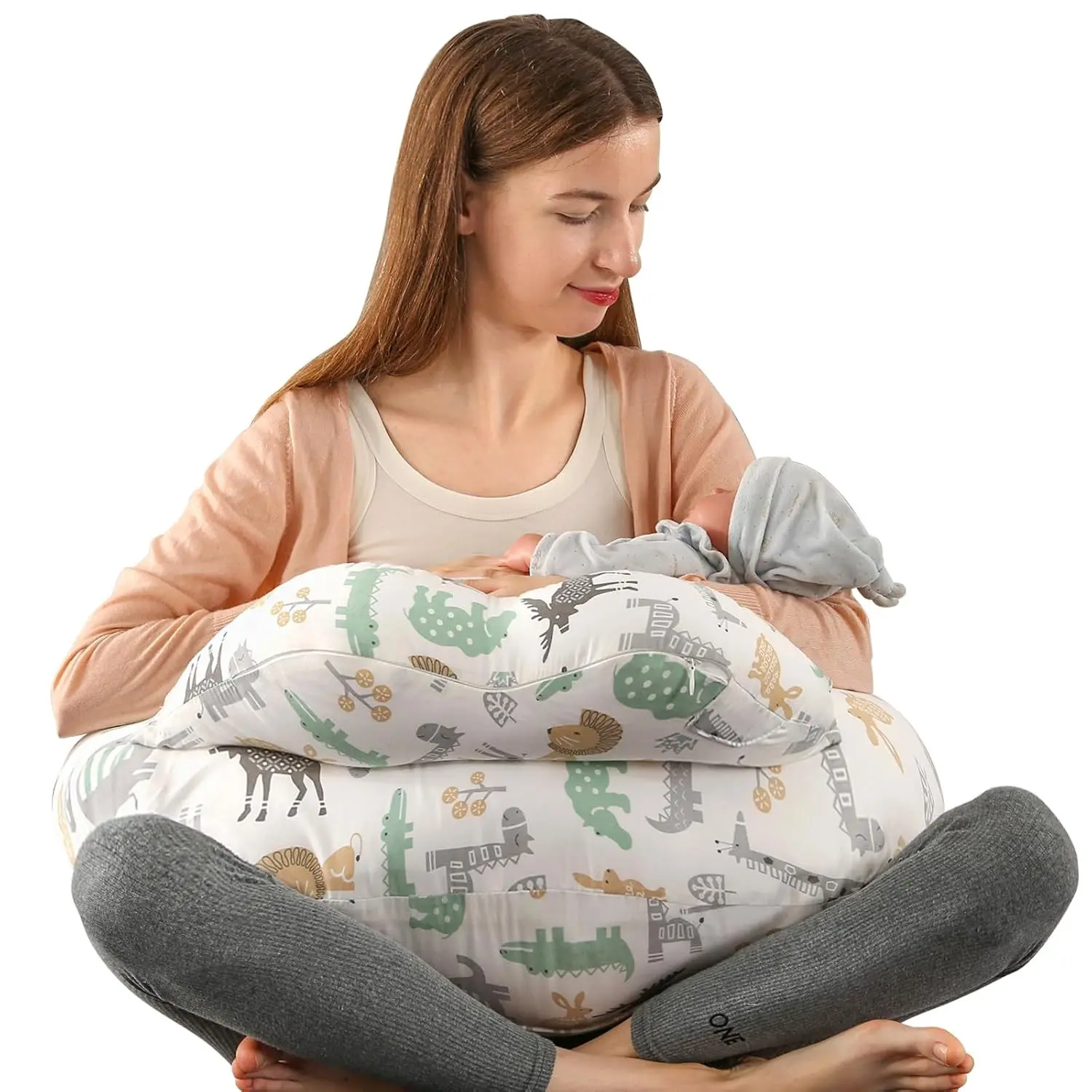 Plus Size Nursing Pillow for Breastfeeding and Bottle Feeding with Adjustable Waist Strap, Removable Cover, and Extra Support Pillow for Mom(Gift)