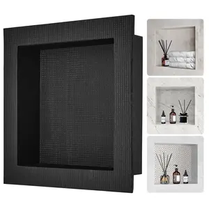 【DealsForYouDays】VEVOR Shower Niche Ready for Tile 16" x 16", Single Shelf Organizer, Square Corners Wall-inserted Niche Recessed, Sealed Protection Modern Soap Storage Niche for Shower Bathroom, Black
