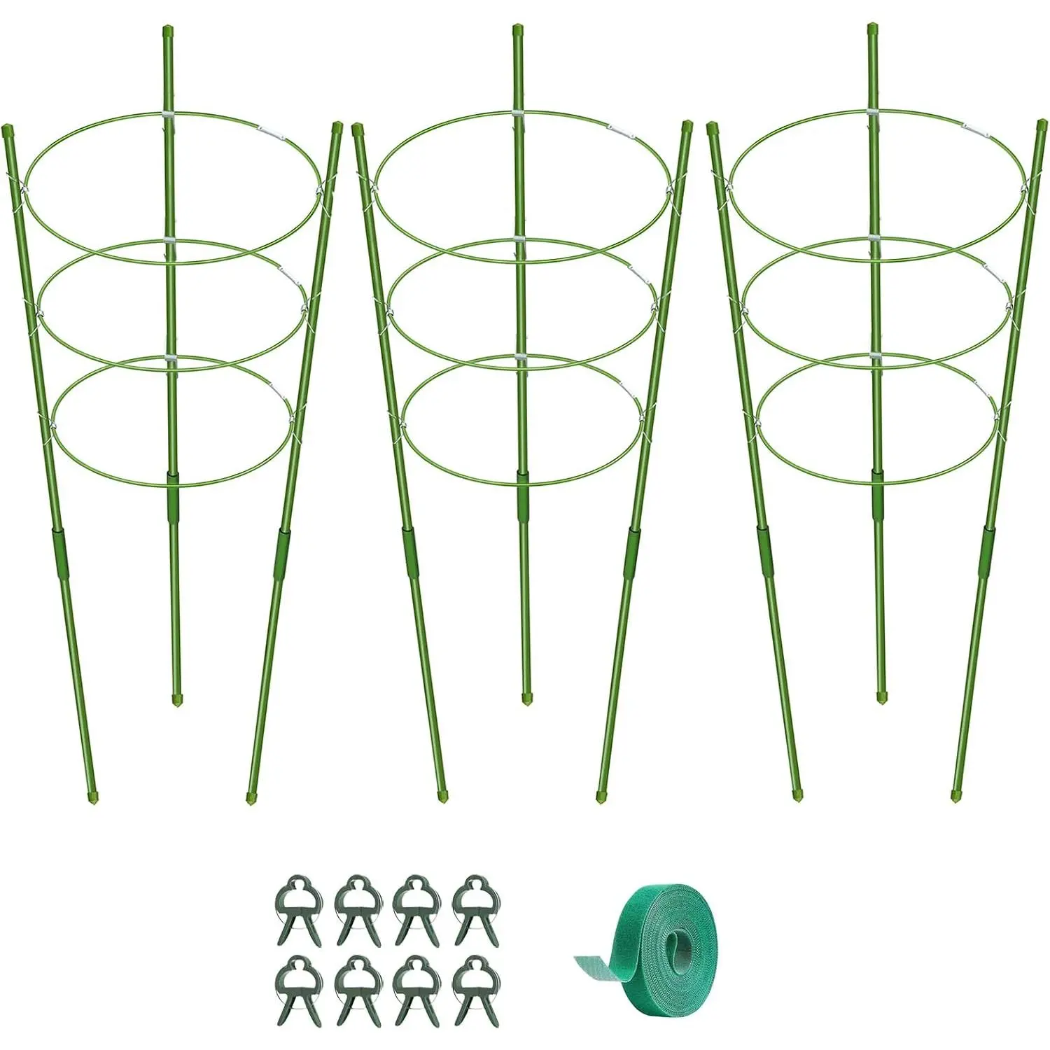 3 Pack Tomato Cage for Pots Plant Support, Upgrade 36 Inches Tomato Cages for Garden, Pepper Cage Trellis Kit with Plant Tie and Clips (36")