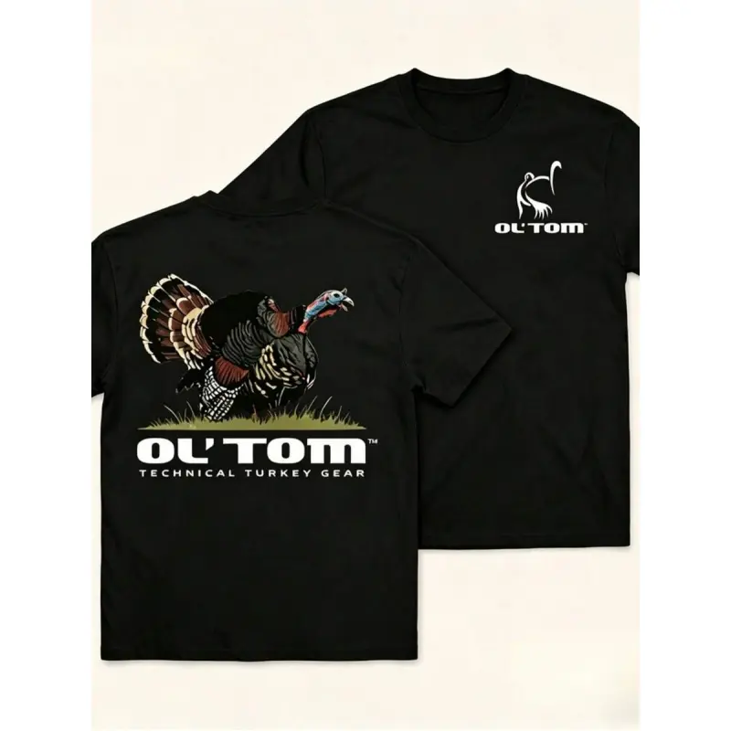 180gOld Tom Turkey Hunting T-Shirt - Turkey Hunting - Turkey Season - Wild Turkey Tech Turkey Gear Back Design, Highland Hunting Apparel For Turkey Hunters, Outdoor Male Turkey Hunter Lifestyle Top