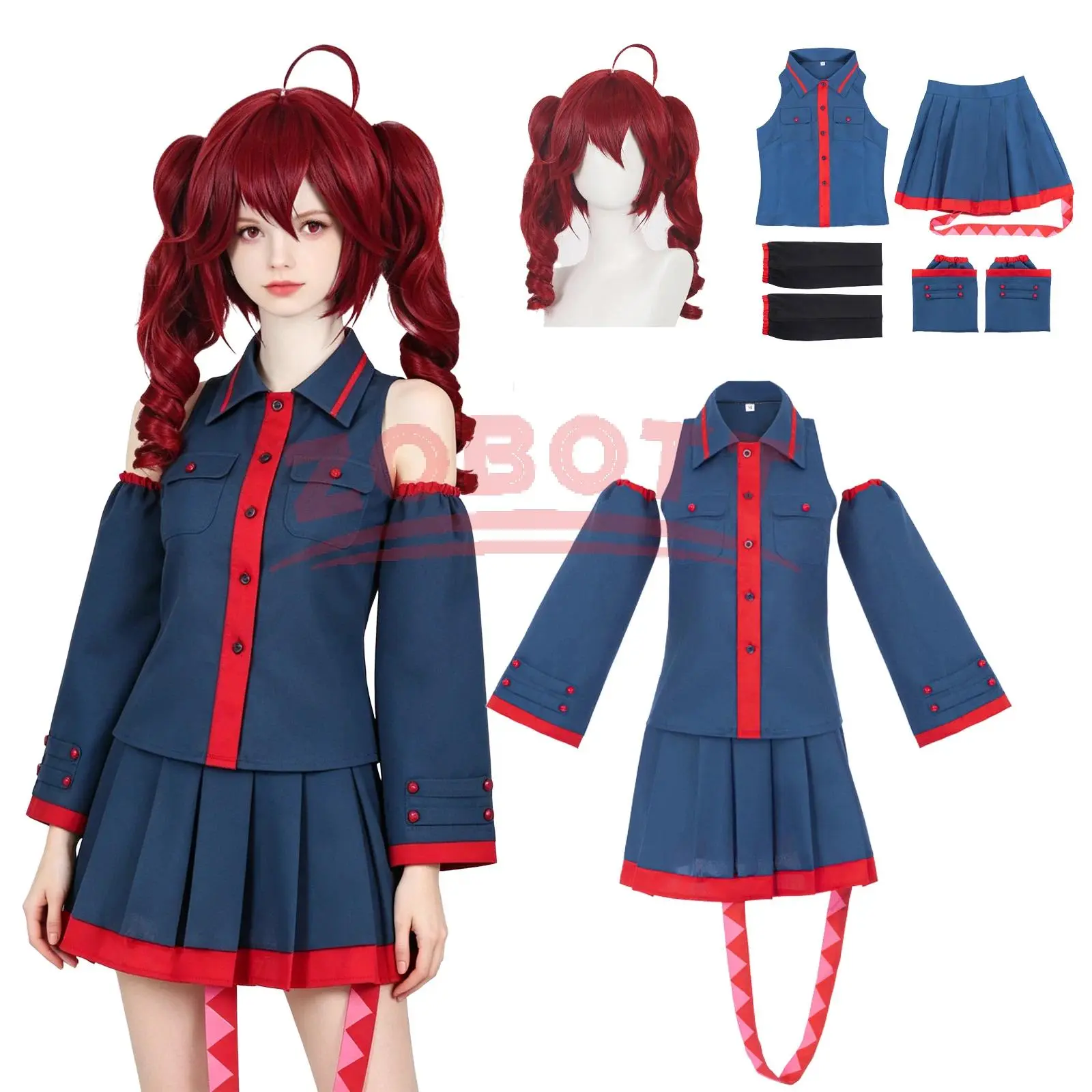 Anime kasane Teto Cosplay Costume Women Men Grey Pink Dress Cosplay Halloween Costume Cosplay Made Accessorie props