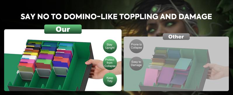 MoKo Trading Card Storage Box, 3000+ MTG Deck Box with 24 Colorful Dividers & 4 Card Supporters, Commander Card Deck Case Fits for Magic Game Cards, YugiOh, TCG, PTG and Sport Cards, Green MoKo Trading Card Storage Box, 3000+ MTG Deck Box with 24 Colorful Dividers & 4 Card Supporters, Commander Card Deck Case Fits for Magic Game Cards, YugiOh, TCG, PTG and Sport Cards, Green