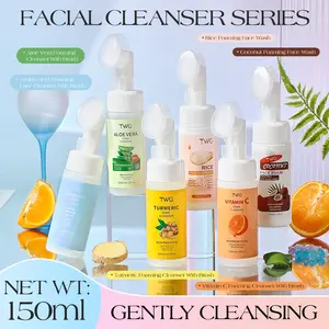 Amino Acid Facial Cleanser with Brush Head, Gentle Deep Cleaning, Hydrating Face Wash, Suitable for All Skin Types, Long-Lasting Use