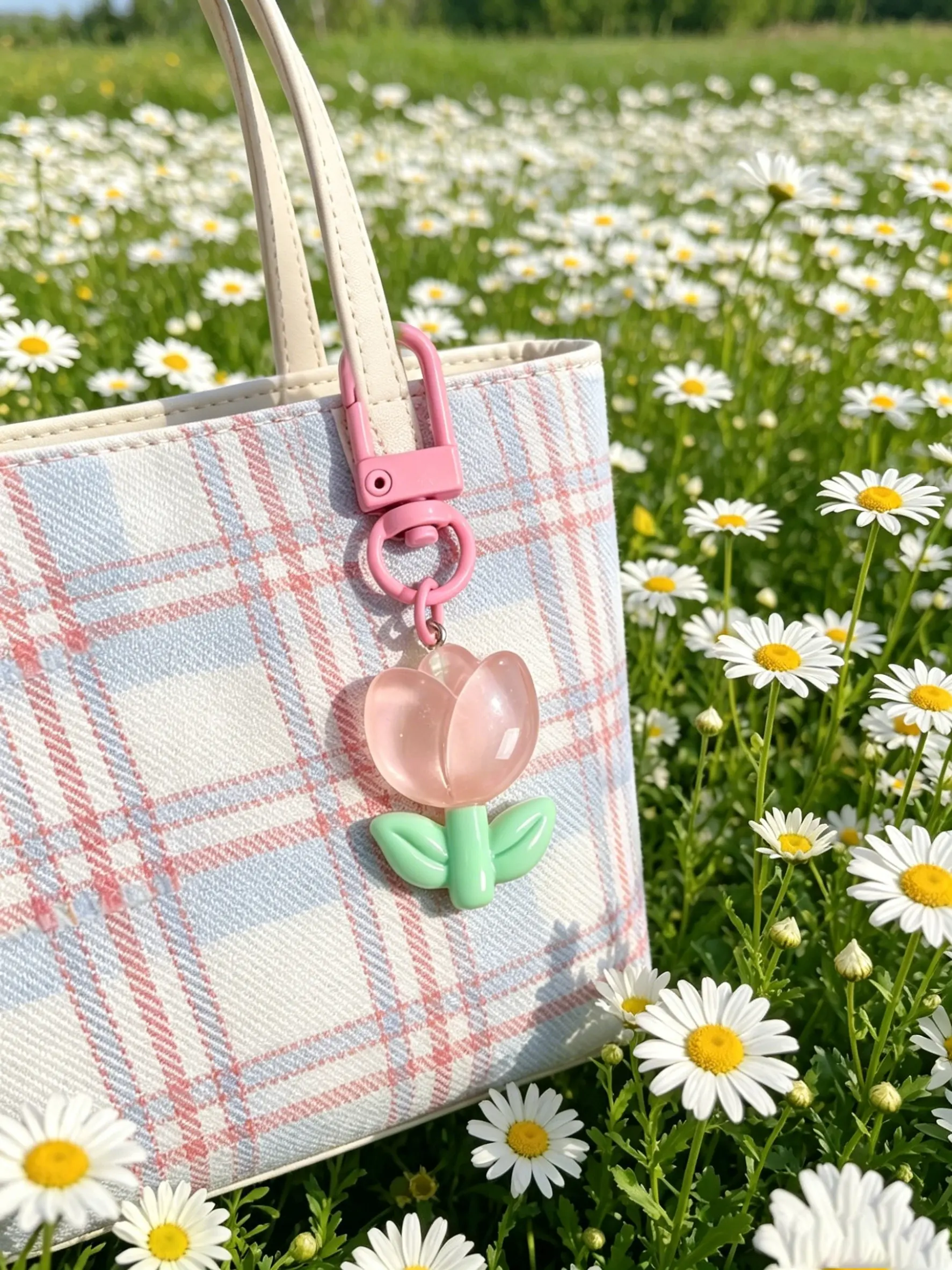 Cute Floral Hanging Ornament, Transparent Tulip Keychain, Floral Pattern Keychain, Cute Bag Charm, Car Key Holder, Backpack Accessory, Trendy Cute Keychain, Keychain For Car Keys, Spring New Design