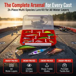 24PCS Fishing Lure Kit – Crankbaits, Minnows & Soft Baits for Bass Fishing, Pike & Predator Fish, Freshwater Tackle Box Set