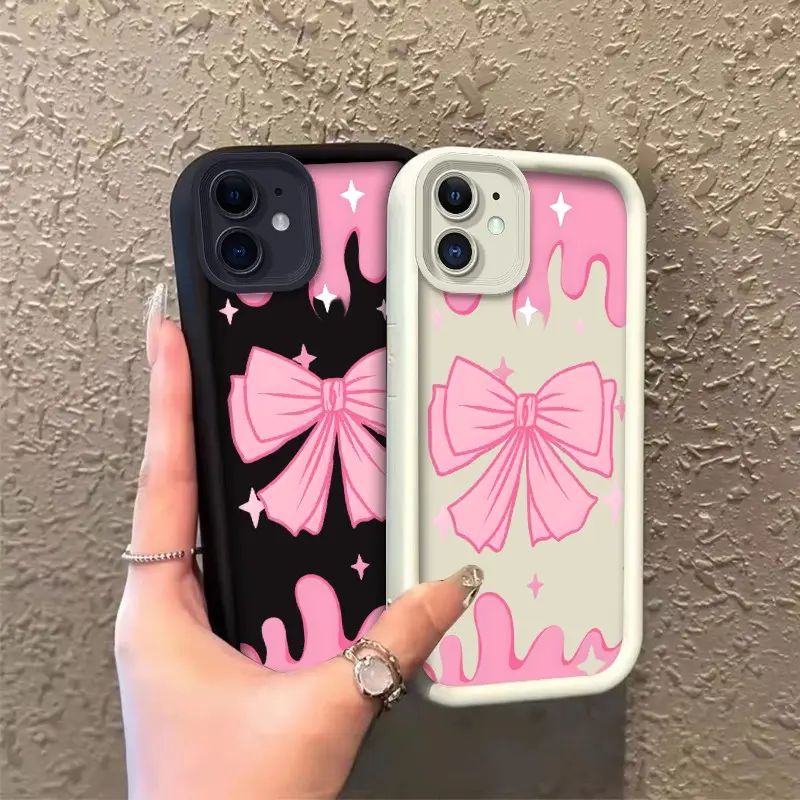 Phone case for iphone 11 12 12MINI Enhanced Peotection TPU Shockproof Pink Bow Sparkle Drip Pattern Phone Case Drop-Resistant Protection Celestial Eye Layered Phone Case ROOJTMVRY