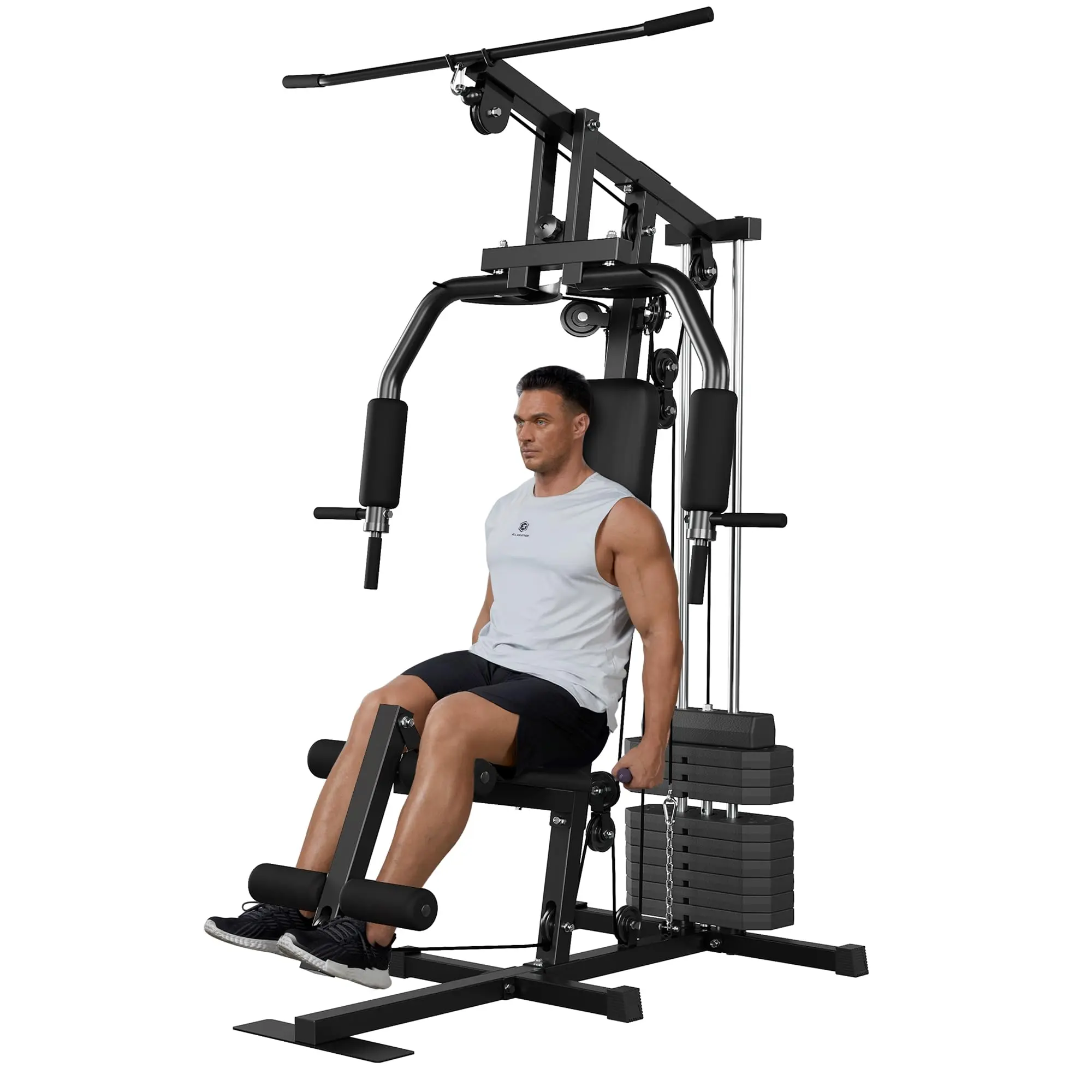 Garvee Home Gym Machine System, Functional Metal Frame Equipment for Full Body Workouts with 100LBS Weight Stack
