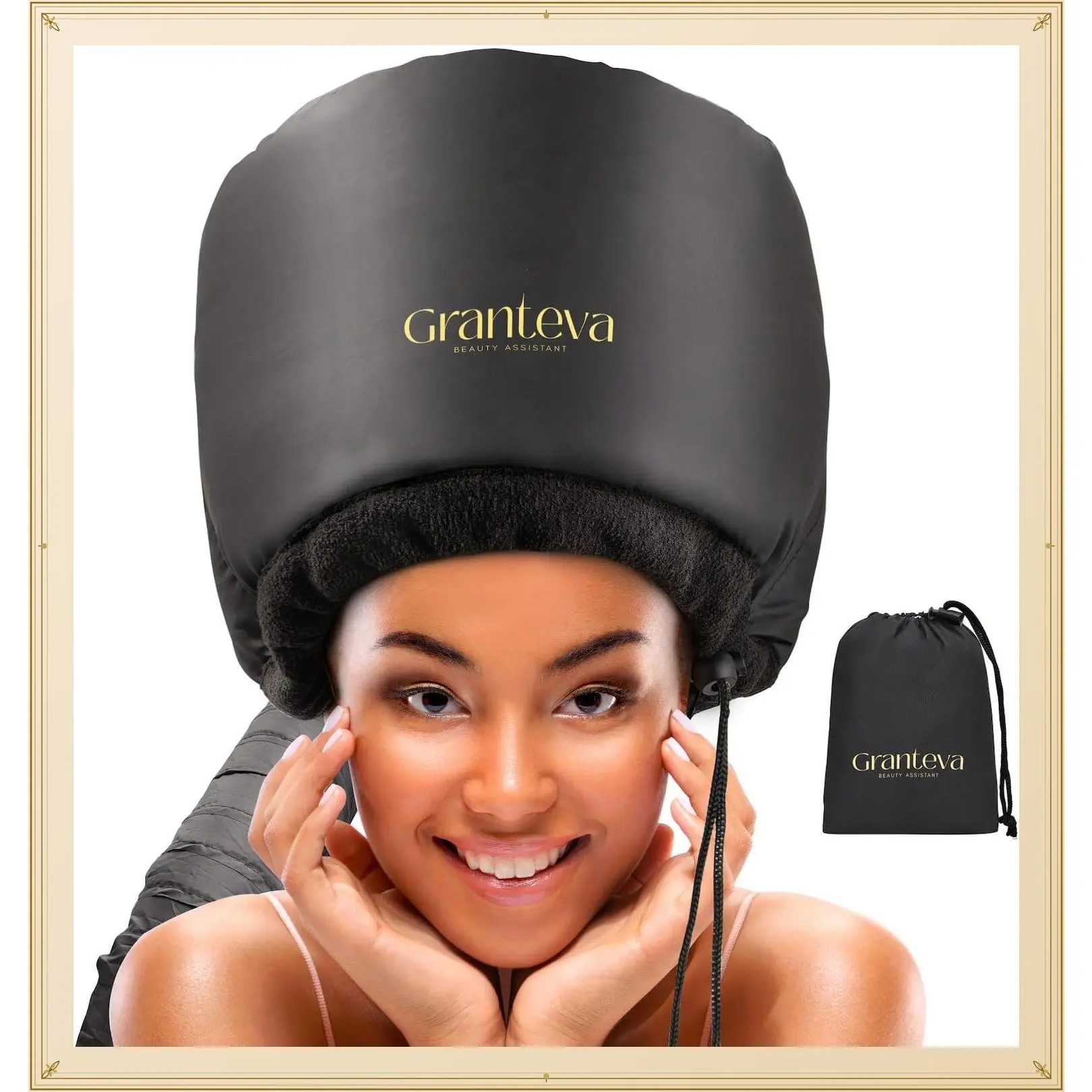 Hooded Hair Dryer Attachment w/A Headband Integrated That Reduces Heat Around Ears & Neck - Hair Dryer Hooded Diffuser Cap for Curly, Speeds Up Drying Time, Deep Conditioning At Home - Portable, LargeGift