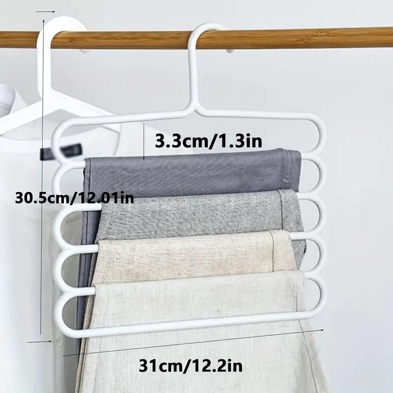 Multi-layer Pants Hanger, 5 Counts Non-slip Clothes Organizing Hanger, Multifunctional Clothes Storage Rack for Home Wardrobe, Home Organizers