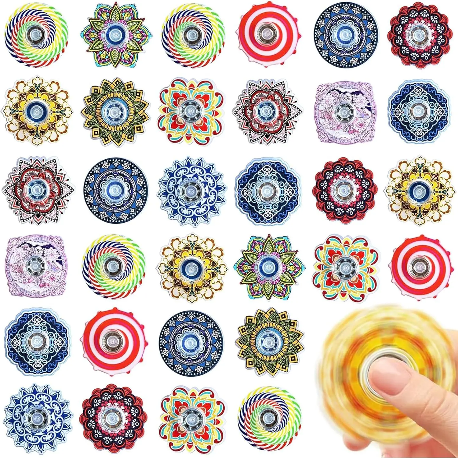40 Pack Mini Fidget Spinner Toys Party Favors, Desk School Toy Anxiety Relief,Stress Relief Sensory Toys for Kids Adults,Treasure Box Toy for Classroom Prizes, Halloween Treats Toys Bulk (Random)fidget toys